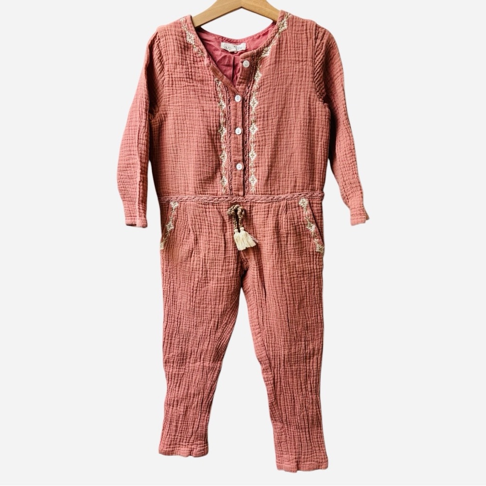 Louise Misha | Muslin Embroidered Jumpsuit Mauve